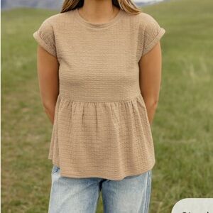 Roolee Peplum Cuffed Sleeve Tee